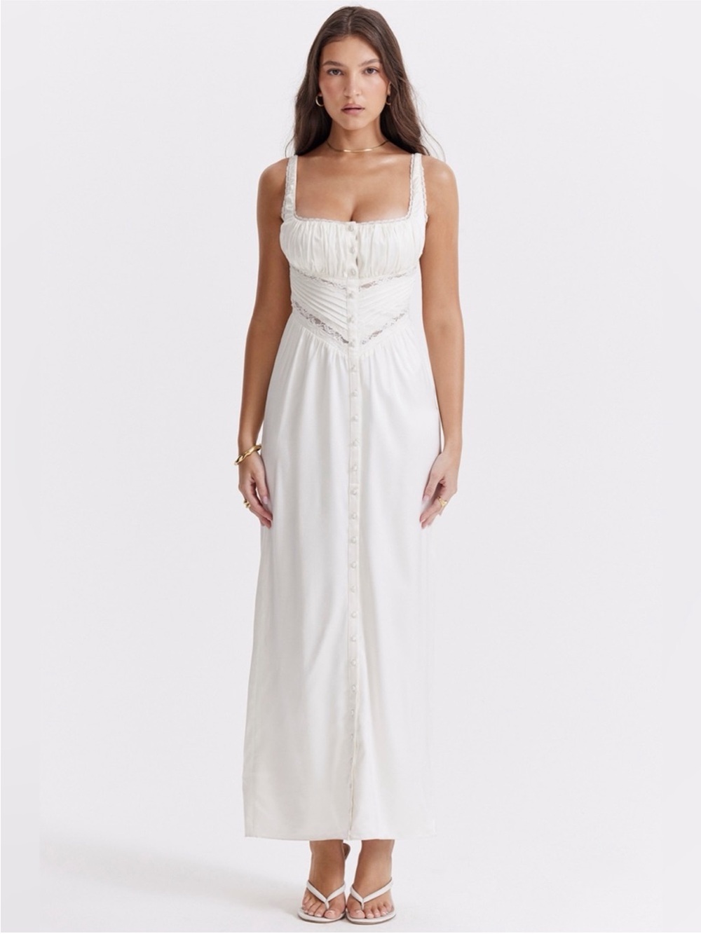 NEW HOUSE OF CB 'Illiana' Ivory Real Silk Maxi Dress Size S - Picture 4 of 13